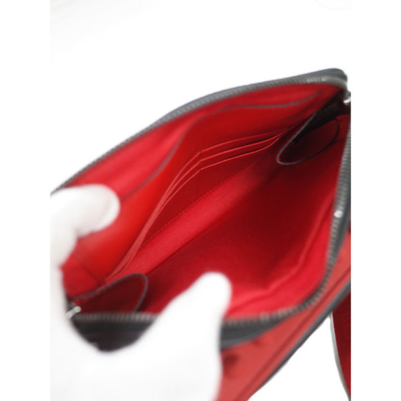 Christian Louboutin Messenger Bag Shoulder Bag Black Red - Picture 3 of 9